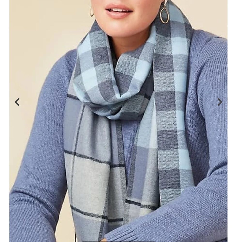 J.Jill Plaid Mix Scarf Crystal Multi OS NWT in packaging
